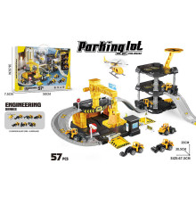 Трек 666-08 (18) 3 металопластикові машинки, гелікоптер, 3 рівні, муляжі оточення, наліпки, в коробці