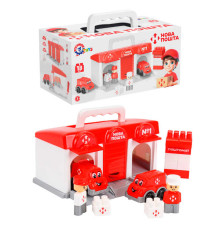 гр Гараж 1867 (6) "Technok Toys", “Пошта”, 2 машинки, запускач, 2 ігрові фігурки, в коробці