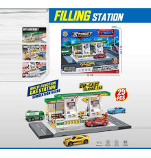 Заправна станція MH 646 (48/2) металопластикова машинка, 25 елементів, аксесуари, наліпки, в коробці