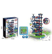 Трек-парковка 660 A-327 (10/2) масштаб - 1:64, автоматичний підіймач, підсвічування, звукові ефекти, металопластикові машинки, наліпки, мапа, в коробці