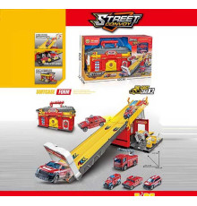 Трек MH 192 (18) запускач, 2 металопластикові машинки, наліпки, в коробці