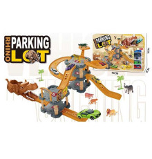 Трек 8881 (24/2) 3 рівні, 6 металопластикових машинок, механічний запускач, фігурки тварин, в коробці