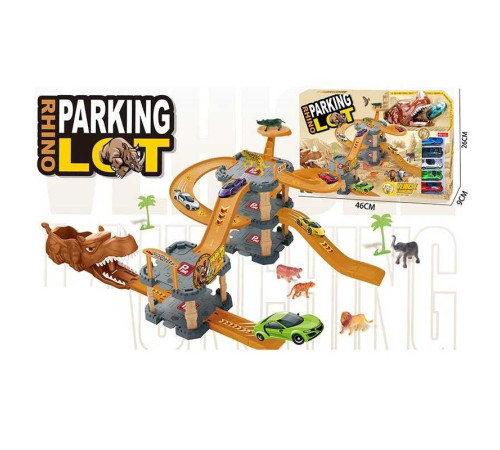 Трек 8881 (24/2) 3 рівні, 6 металопластикових машинок, механічний запускач, фігурки тварин, в коробці – в наличии! Купите сейчас у KAZKOVA