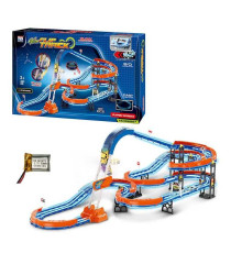 Трек 89997 (18) 87 елементів, машинка із вбудованим акумулятором, підсвічування, світиться у темряві, трюки, муляжі оточення, в коробці