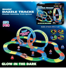 Трек 127 (36/2) 278 деталей, машинка на батарейках, підсвічування, неоновий трек, в коробці