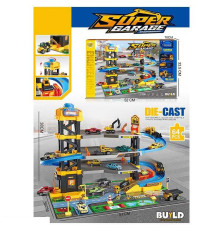 Трек MH 163 (16/2) 3 металопластикових машинки, звук, підсвічування, механічний ліфт, 4 поверхи, ігрове поле, масштаб 1:64, в коробці