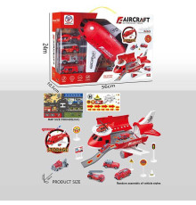 Літак-парковка 8825 A (36) ЧЕРВОНИЙ, музичний чип, мелодії, наліпки, в коробці