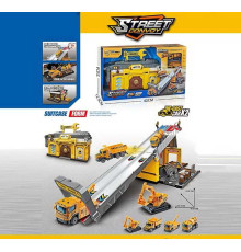 Трек MH 196 (18) запускач, 2 металопластикові машинки, наліпки, в коробці