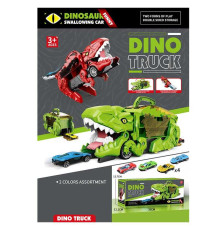 Трейлер з треком YM 333-2 (36) 2 види, розмір - 33х10.5х13.5 см, довжина треку: 18.5 см, 4 металопластикові машинки, “ковтає” машинки, в коробці