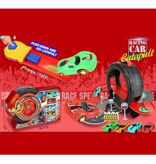 Трек 9904 (72/2) 4 машинки, механічний запускач, валіза трансформується, в коробці