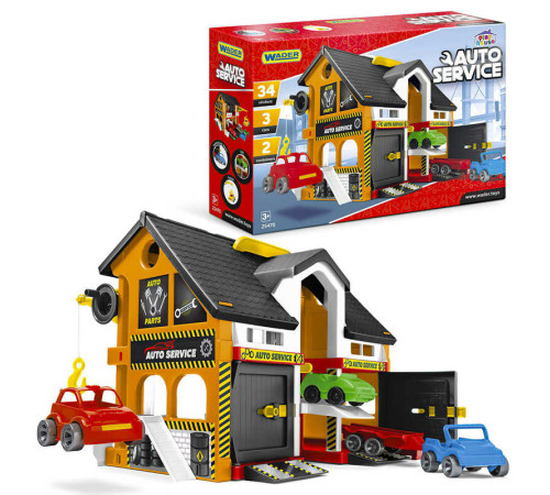 гр Будиночок "Play house" авто-сервіс 25470 (5) "WADER", 3 машинки, підйомник, аксесуари, 34 наліпки, в коробці – в наличии! Купите сейчас у KAZKOVA