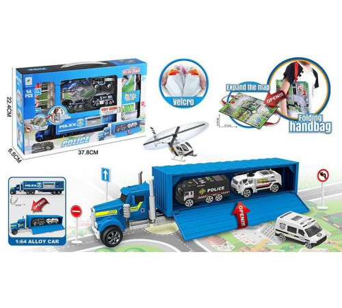 Машина парковка 660 А-347 (36/2) “Поліція”, 4 металопластикові машинки, карта-коврик, дорожні знаки, масштаб 1:64, в коробці – в наличии! Купите сейчас у KAZKOVA