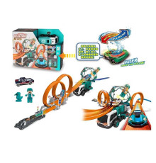 Трек 660 A-100 (24/2) металопластикова машинка, фігурка героя, наліпки, запускач, перешкоди для трюків, в коробці