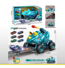 Машинка з треком CY 2224 A (16) запускач, стріляє снарядами, довжина треку - 87 см, 3 металопластикові машинки, у коробці