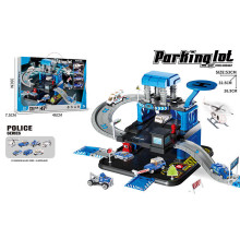 Трек 666-12 (24) 3 металопластикові машинки, гелікоптер, 3 рівні, муляжі оточення, наліпки, в коробці