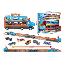 Машина GD 001 (16/2) запускач, 6 металопластикових машинок, трек трансформується, в коробці