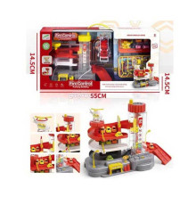 Трек 32-2 (18) трирівневий, механічний підіймач, 4 мінімашинки, вертоліт, аксесуар, в коробці