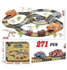 Трек P 931 (24/2) 271 елемент, 2 машинки, підсвічування, муляжі оточення, фігурки динозаврів, в коробці