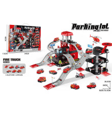 Трек 666-13 (18) 6 металопластикових машинок, гелікоптер, 3 рівні, муляжі оточення, наліпки, в коробці