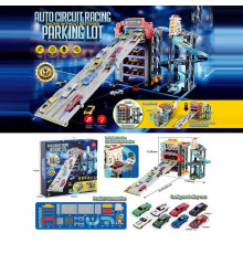 Парковка T 935 A (8) трек, 55х72х39 см, 5 поверхів, підсвічування, пісні англійською, звук, автоматичний запускач, 8 металопластикових машинок, дорога опускається, в коробці