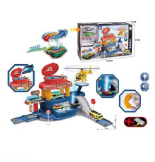 Автомийка 660 a-319 (18/2) звуки, підсвічування, металопластикова машинка, змінює колір від тепла, механічний підіймач, гелікоптер, наліпки, в коробці