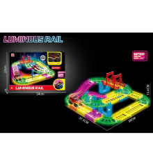 Трек 888-129 (60) люмінесцентний, довжина 38см, 46 деталей, машинка, автоматична їзда, підсвічування фар, в коробці