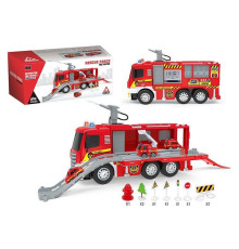 Трек 672 (24) “Пожежна машина”, пісні, мелодії, звуки, підсвічування, 4 металопластикові машинки, інерція, гумові шини, в коробці