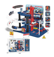 Трек 652 J39 (16/2) дворівневий, масштаб - 1:64, механічний ліфт, спіральні траси, 2 металопластикові машинки, аксесуари, наліпки, в коробці