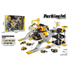 Трек 666-14 (18) 6 металопластикових машинок, гелікоптер, 3 рівні, муляжі оточення, наліпки, в коробці