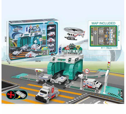 Парковка 660 S-108 (30/2) 37 елементів, карта з розміткою 7858 см, транспорт, світлофор і дорожні знаки, в коробці – в наличии! Купите сейчас у KAZKOVA