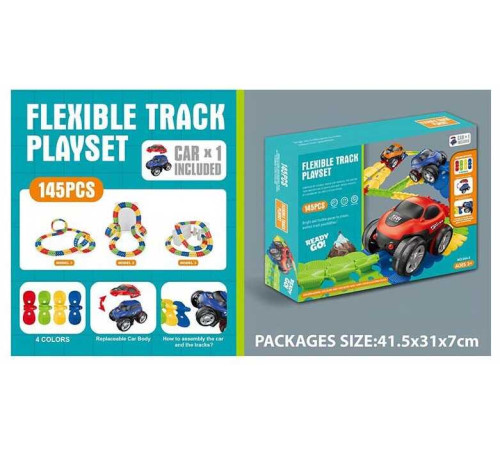 Трек 044-2 (24) 145 елементів, автоматична машинка на батарейках, в коробці – в наличии! Купите сейчас у KAZKOVA