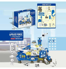 Трек ZX 005 A (12) “Поліцейська станція”, звук, підсвічування, механічний ліфт, автоматичний підйомник, 4 моделі мінітранспорту, в коробці