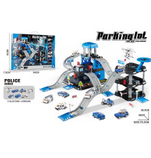 Трек 666-15 (18) 6 металопластикових машинок, гелікоптер, 3 рівні, муляжі оточення, наліпки, в коробці