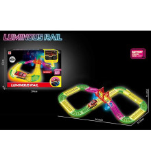 Трек 888-130 (60) 30 деталей, люмінесцентний, машинка на батарейці, підсвічування, в коробці