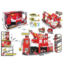 Парковка 660 S-26 (8/2) трек, механічний підіймач, підсвічування, звуки, на батарейках, рухомі елементи, металопластикова машинка та гелікоптер, механічно бризкає водою, в коробці