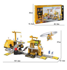 Трек 660 A-198 (6) 93 деталі, запускач для машинок, металопластикові машинки, фігурки будівельників, наліпки в коробці