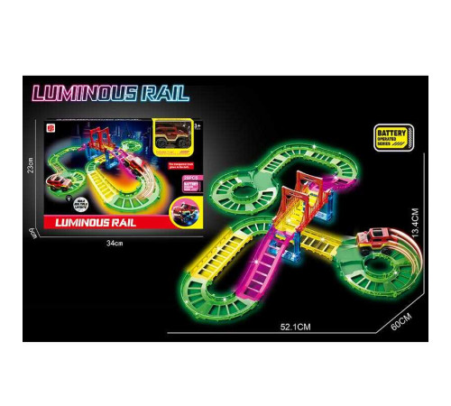 Трек 888-131 (60) люмінесцентний, довжина 60см, 29 деталей, машинка, автоматична їзда, підсвічування фар, в коробці – в наличии! Купите сейчас у KAZKOVA