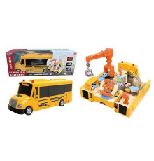 Трейлер із треком SJ 682 B-1 (12) 3 машинки, звуки, мелодії, підсвічування, кермо, рухливі елементи, механічний підіймальний кран, коробці