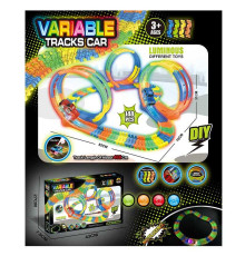 Трек GD 79 A (24) світло, машинка на батарейках, люмінесцентний, автоматичний рух, 148 елементів, довжина треку 468 см, в коробці