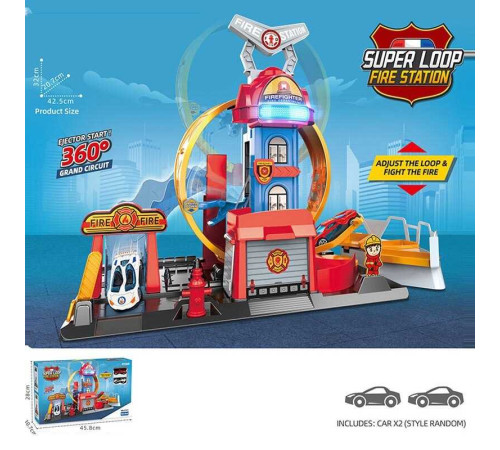 Трек E 7023 штрих=60441 (18/2) 2 металопластикові машинки, звуки, підсвічування, на батарейках, механічний запускач, в коробці – в наличии! Купите сейчас у KAZKOVA