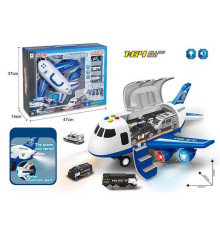 Літак 660 А-312 (12/2) "Поліція", інерція, парогенератор, 3 машинки, на батарейках, світло, звук, дорожні знаки, в коробці