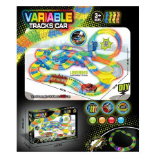 Трек GD 80 A (24) світло, машинка на батарейках, люмінесцентний, автоматичний рух, звук, 227 елементів, довжина треку 446 см, в коробці