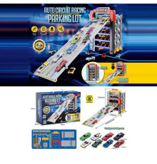 Парковка MKD 215 A (8) трек, 25х83х37 см, 5 поверхів, механічний принцип, 8 металопластикових машинок, дорога опускається, в коробці