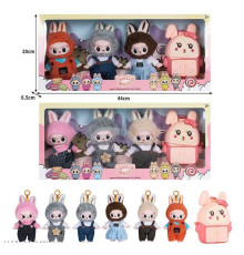 Набір героїв JZ 772 M7 (60/2) 2 види, 3 персонажі, брелки, рухливі кінцівки та голова, пластиковий рюкзачок, знімний одяг, карабін, в коробці