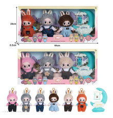 Набір героїв JZ 772 M8 (60/2) 2 види, 3 персонажі, брелки, рухливі кінцівки та голова, пластиковий місяць на підставці, знімний одяг, карабін, в коробці