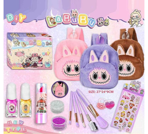 Набір косметики L 5338 (120/2) 3 види, герой, рюкзак, 2 відділення, на блискавці, регульовані ремінці, наліпки, пензлики, лак, помада, блискітки, каблучки, в коробці, ВИДАЄТЬСЯ ТІЛЬКИ МІКС ВИДІВ