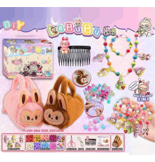 Набір прикрас L 5337 (120/2) 2 види, герой, сумочка, ножиці, намистини, ліска, в коробці