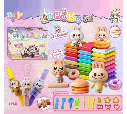 Повітряний пластилін L 5340 (120/2) 3 види, 24 кольори, герой, браслет на руку, формочки, в коробці, ВИДАЄТЬСЯ ТІЛЬКИ МІКС ВИДІВ