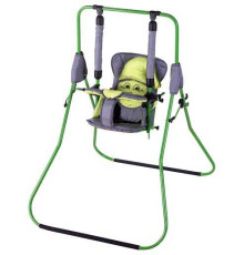 гр Гойдалки для підлоги "Алінка" 4822 (1) зелений каркас, сіра матерія, салатовий гномик