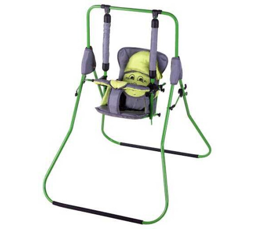 гр Гойдалки для підлоги "Алінка" 4822 (1) зелений каркас, сіра матерія, салатовий гномик – в наличии! Купите сейчас у KAZKOVA